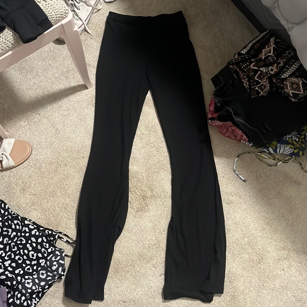 Black Nasty Gal Cable Knit Flare Leggings